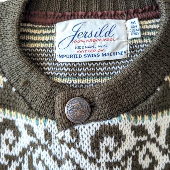 Vintage Men's Sweater Jersild Cardigan Medium Wool Neenah Wisconsin - Picture 4 of 8